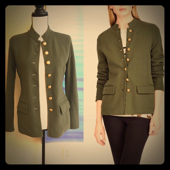 Women's Green Cotton-blend Officer's Jacket
